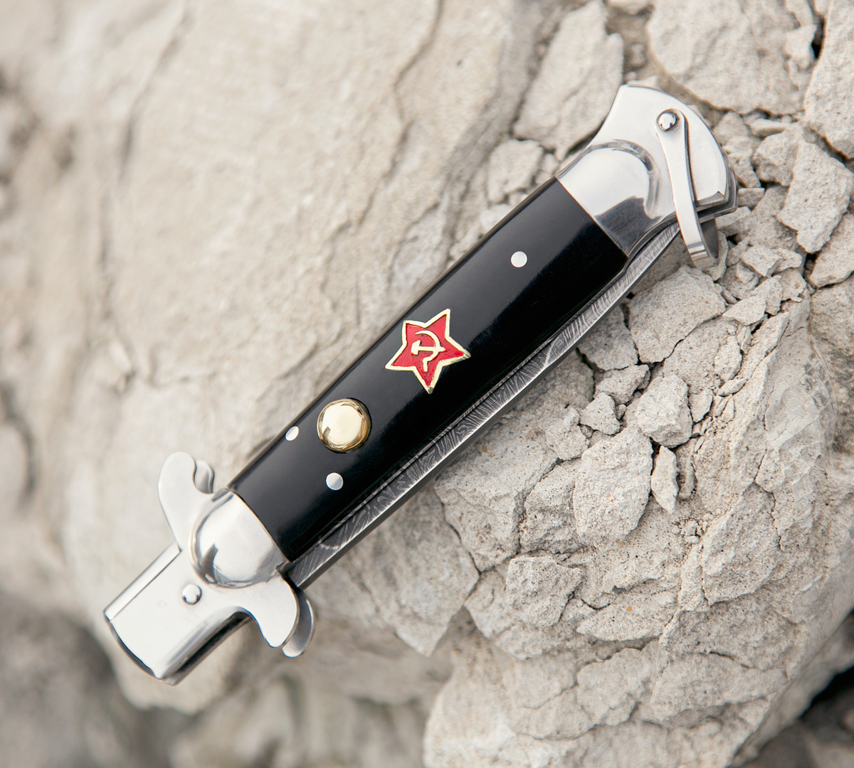 Выкидной нож Флинт из дамасской стали