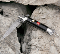 Выкидной нож Флинт из дамасской стали