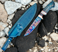 Нож Сибиряк из мозаичной дамасской стали