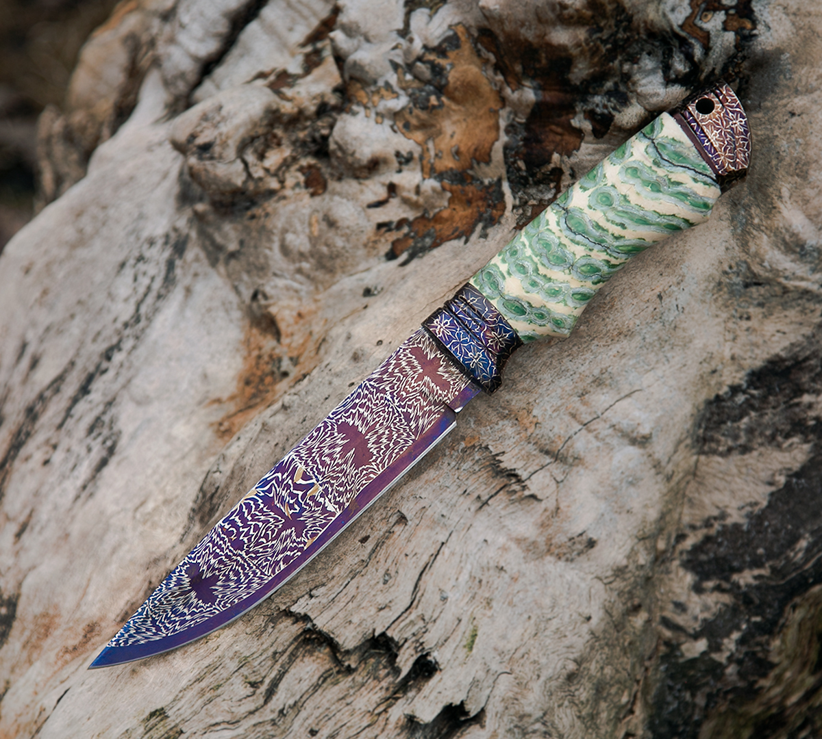 Нож Сибиряк из мозаичной дамасской стали