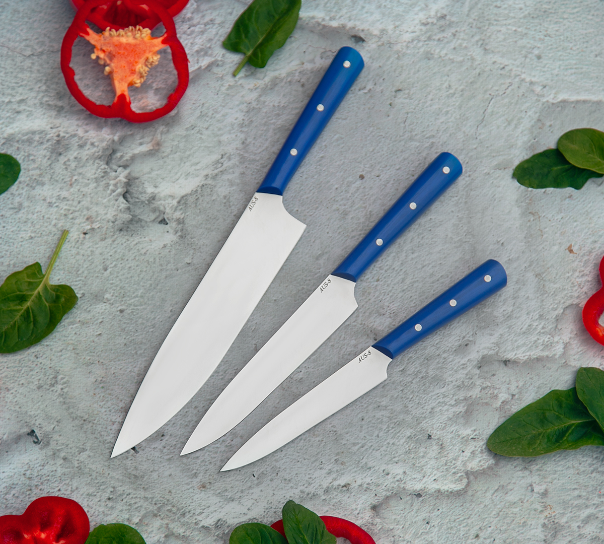 Набор Кухонных ножей из стали AUS-8
