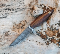 Нож Грибник из мозаичной дамасской стали