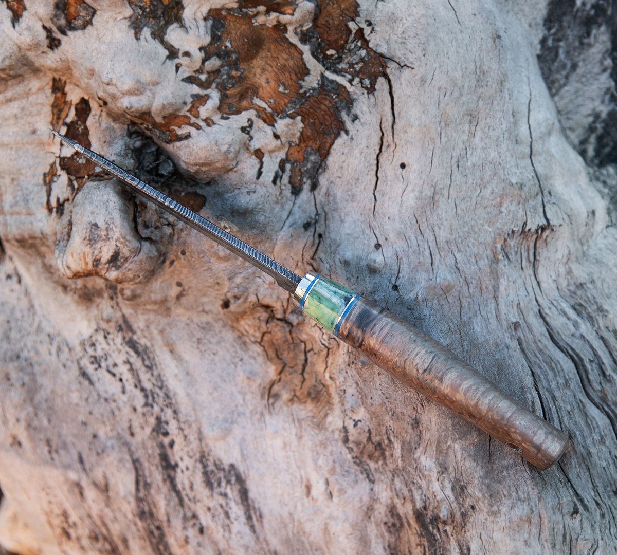 Нож Грибник из мозаичной дамасской стали