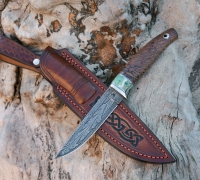 Нож Грибник из мозаичной дамасской стали